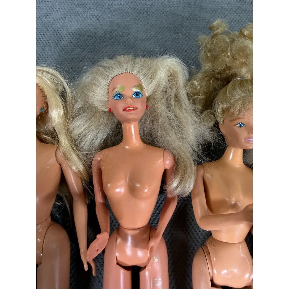 Vintage Mattel Barbie Doll Lot of 6 Neon Pink Hair 1990s Indonesia OOAK Repair